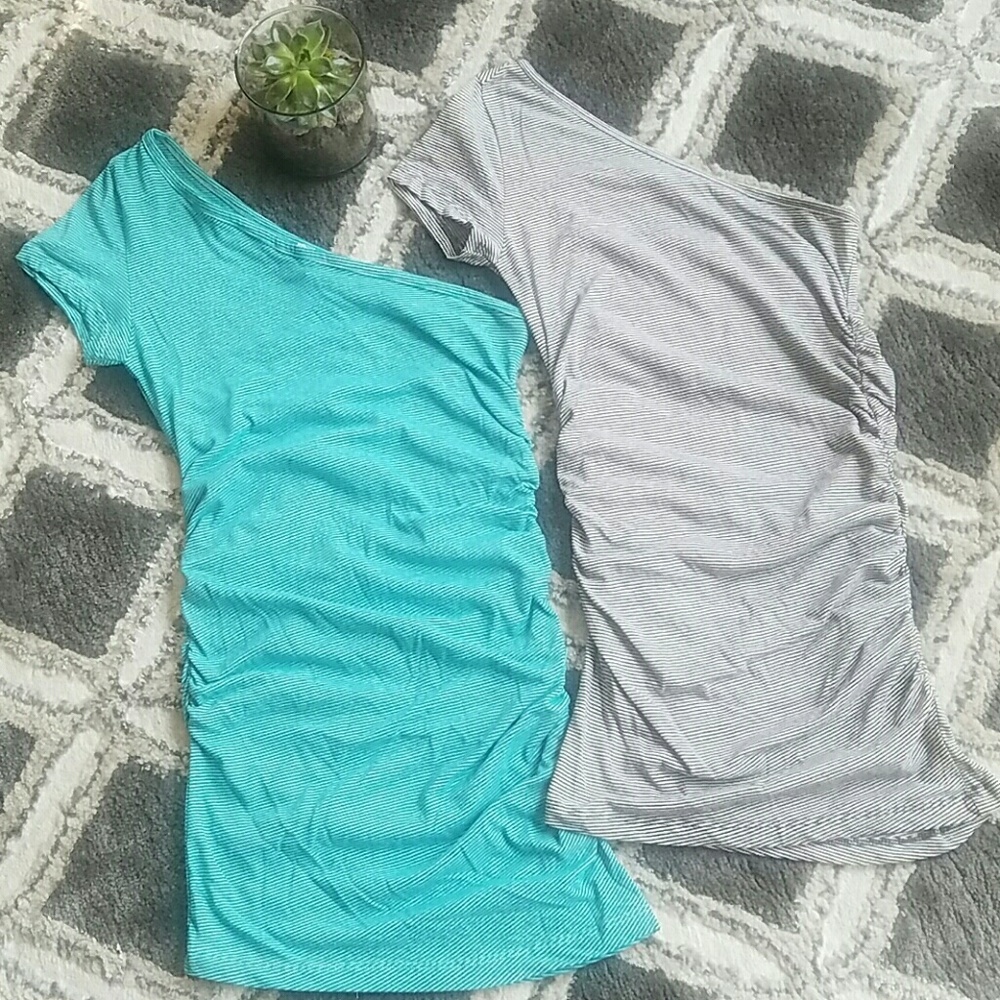 F21 NWT One Shoulder Ruched Striped T-shirt